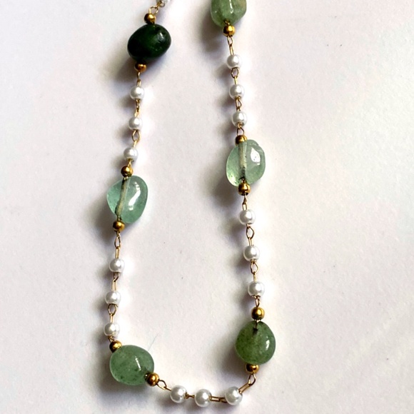 Aventurine + Fresh Water Pearl Necklace Bracelet Jewelry Set - Picture 7 of 8